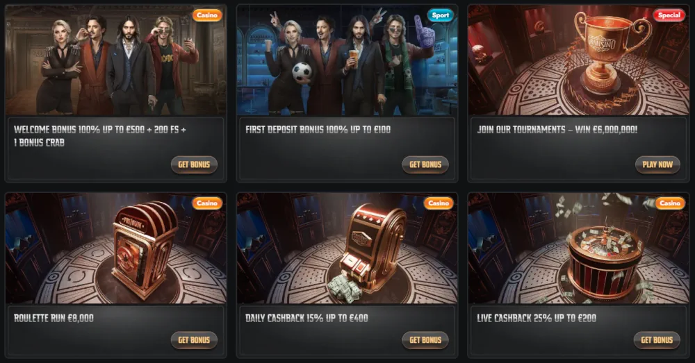 Pacchetto di benvenuto Gransino e tessere promozionali per tornei di casinò.